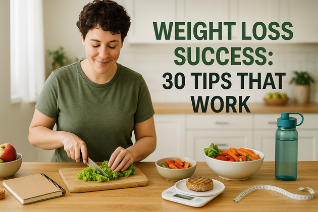 Person preparing a healthy meal with fresh vegetables and a food scale, showcasing weight loss tips
