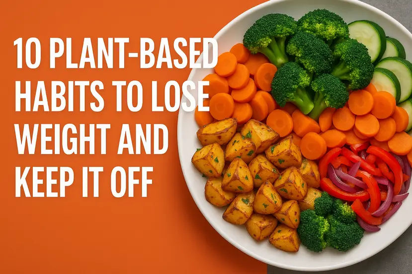 Delicious plant-based meal with potatoes and vegetables for weight loss.